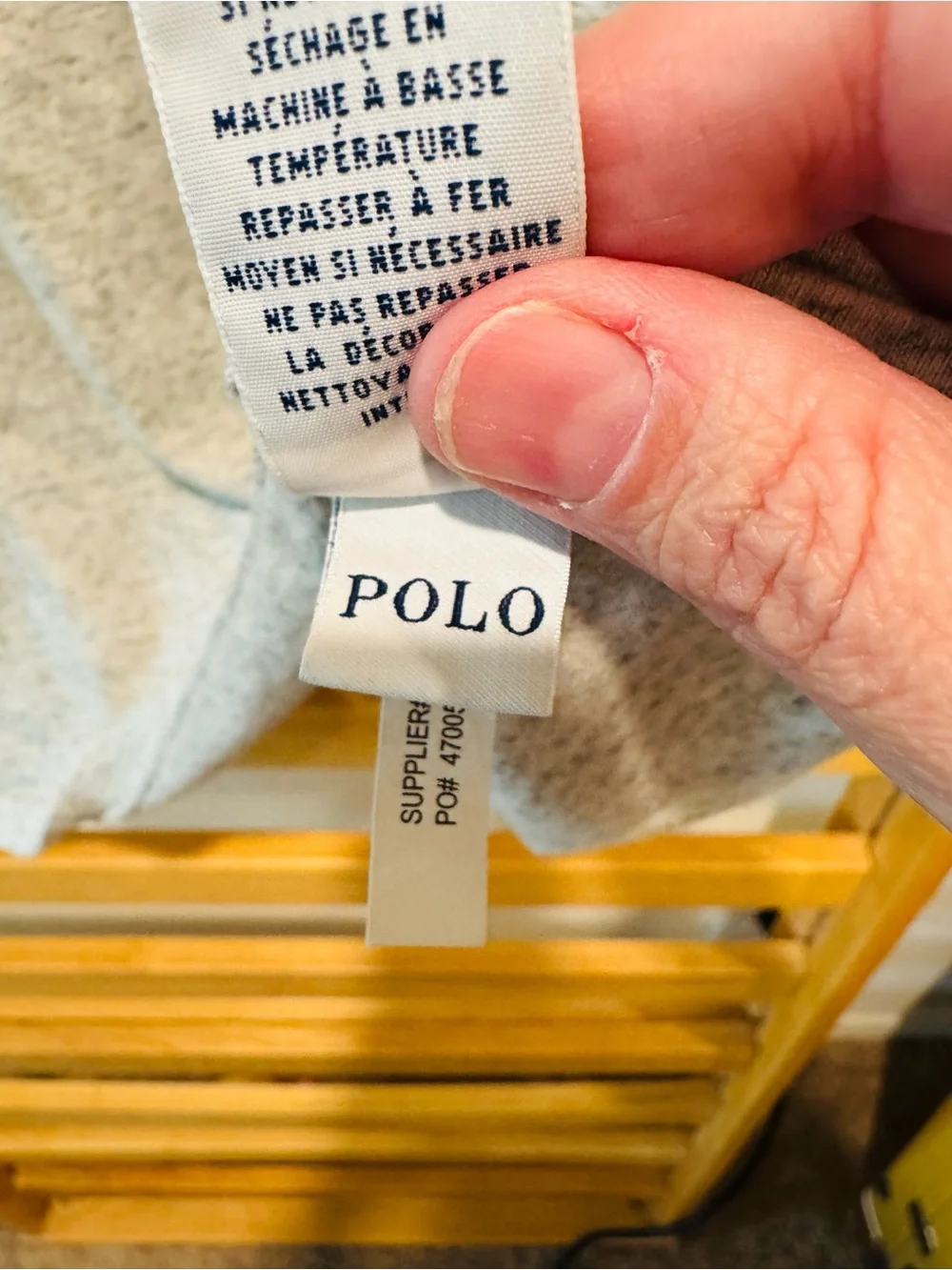 Polo by Ralph Lauren Heather Light Gray V-Neck Tee with Navy Pony - Large